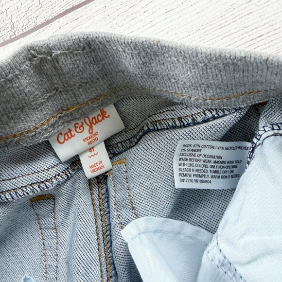 Cat & Jack Boys Pull On Jeans Blue Denim Elastic Waist 4T - Picture 2 of 3